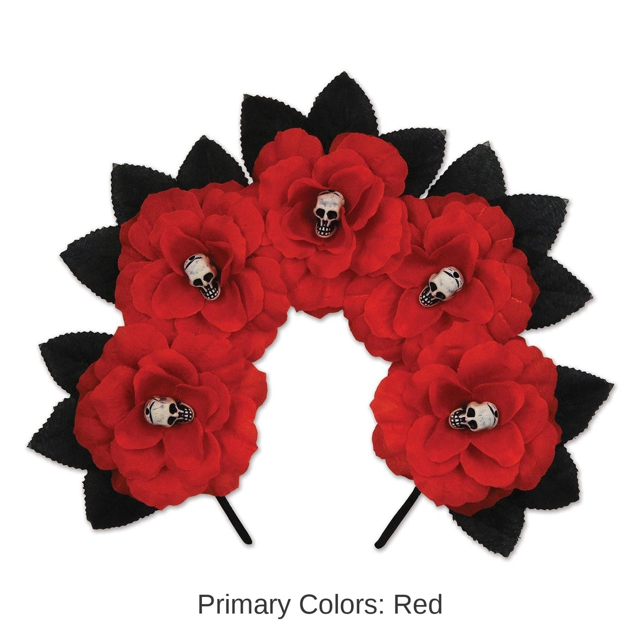 12 Pack Bulk Day Of The Dead Red Floral Headband