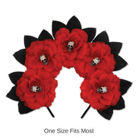 12 Pack Bulk Day Of The Dead Red Floral Headband