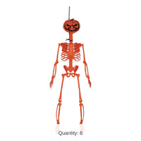 6 Pack Bulk Halloween Plastic Pumpkin Skeleton