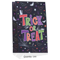 144 Pack Bulk Halloween Paper Treat Bags w/Stickers