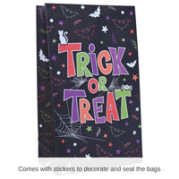 144 Pack Bulk Halloween Paper Treat Bags w/Stickers