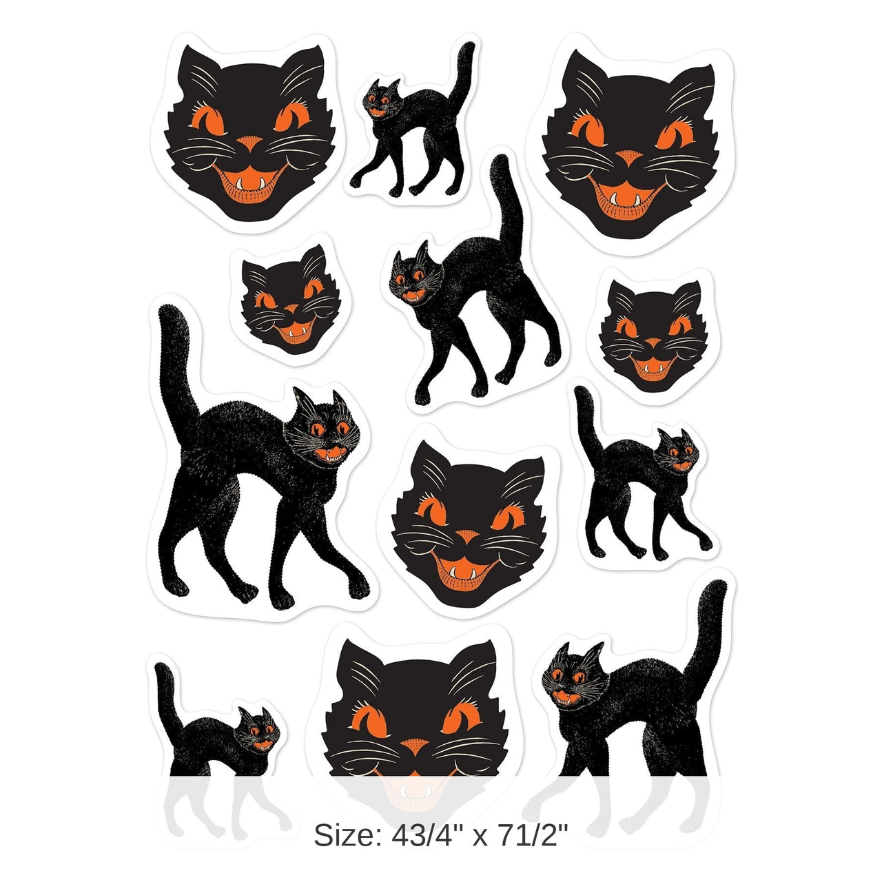12 Packs Bulk Vintage Halloween Black Cat Stickers 4/Pack