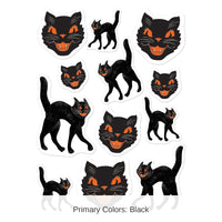 12 Packs Bulk Vintage Halloween Black Cat Stickers 4/Pack