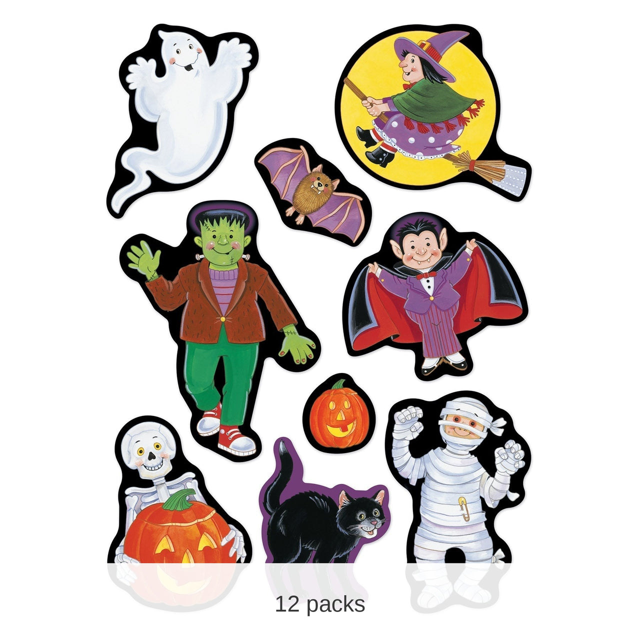 12 Packs Bulk Halloween Character Stickers 4/Pack
