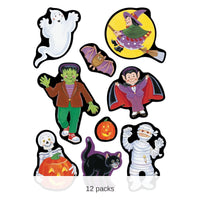 12 Packs Bulk Halloween Character Stickers 4/Pack