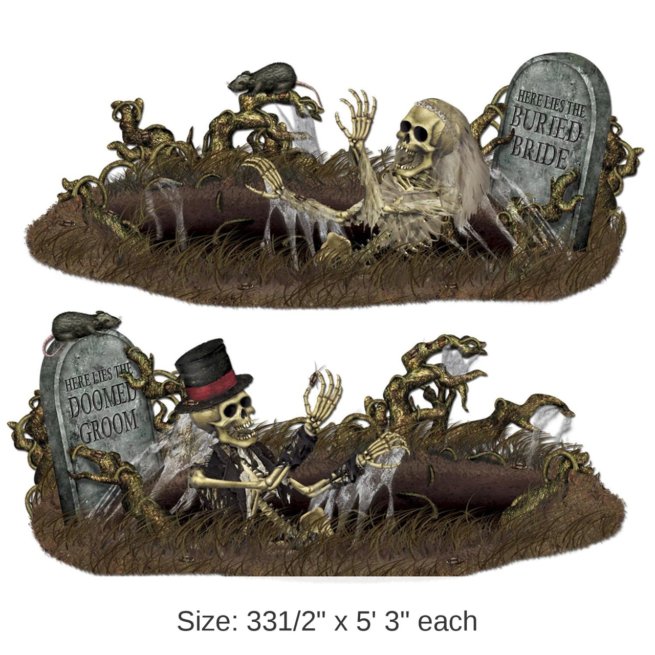 24 Pack Bulk Halloween Doomed Groom/Buried Bride Props