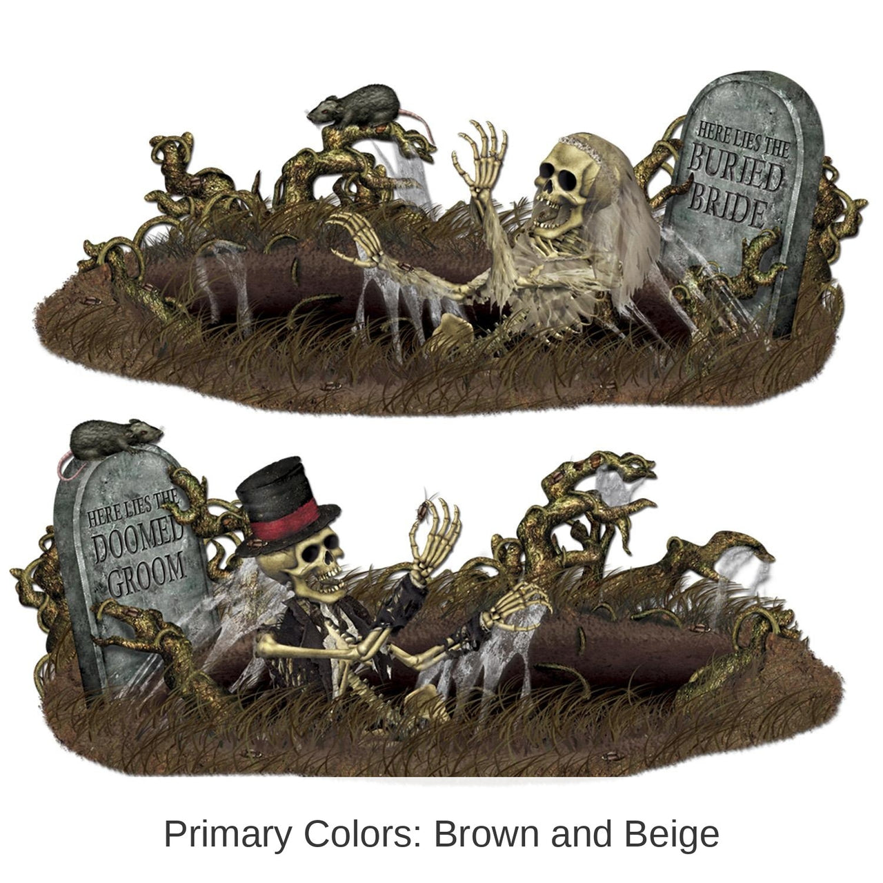24 Pack Bulk Halloween Doomed Groom/Buried Bride Props