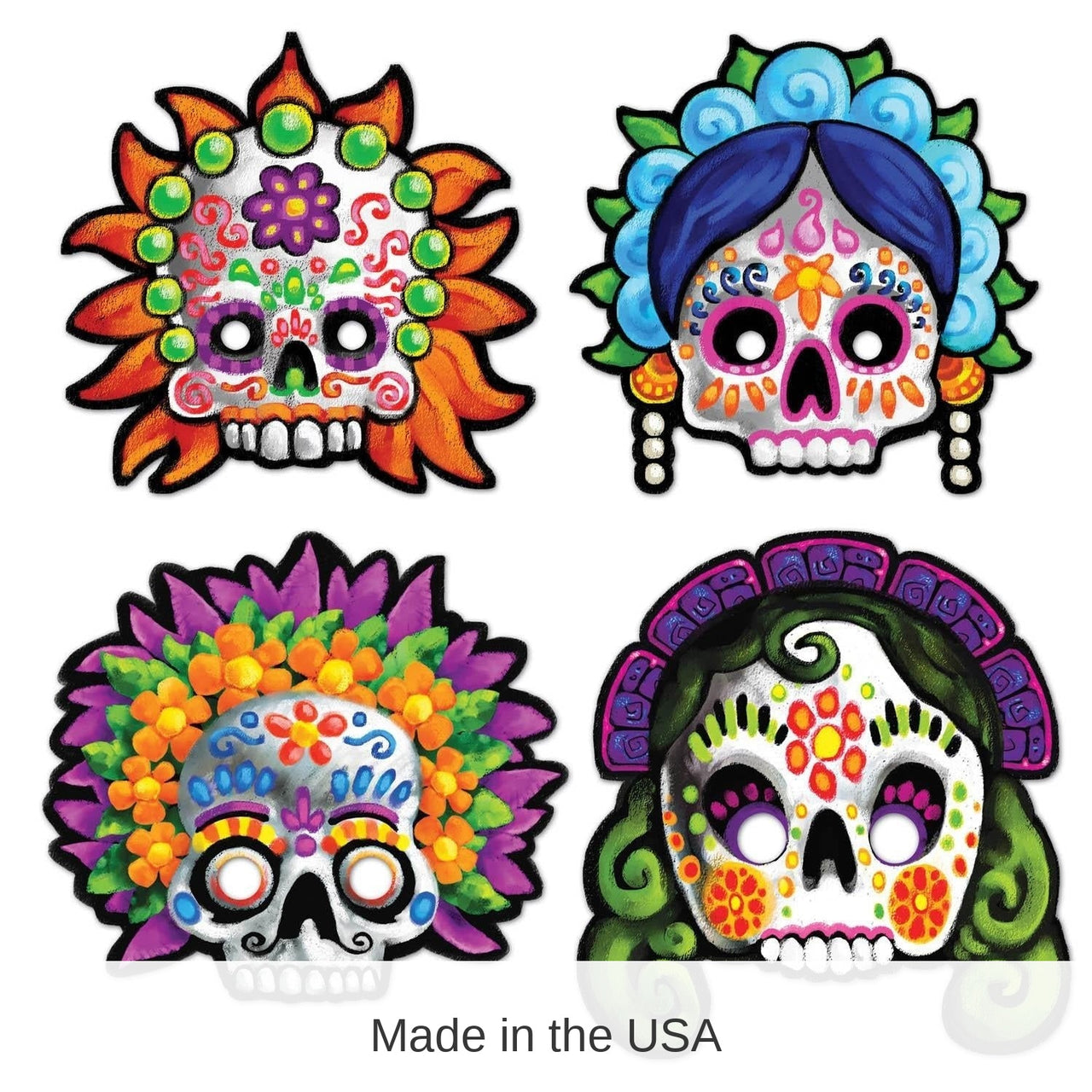 48 Pack Bulk Day Of The Dead Masks