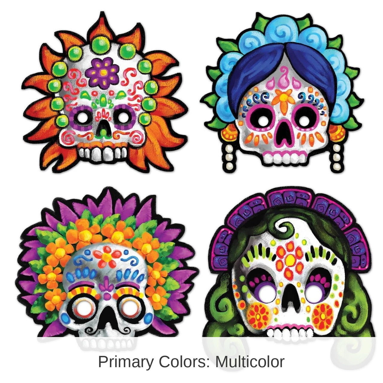 48 Pack Bulk Day Of The Dead Masks