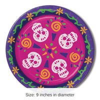 96 Pack Bulk Day Of The Dead Paper Plates 9 inch