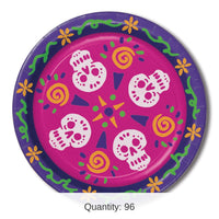 96 Pack Bulk Day Of The Dead Paper Plates 9 inch