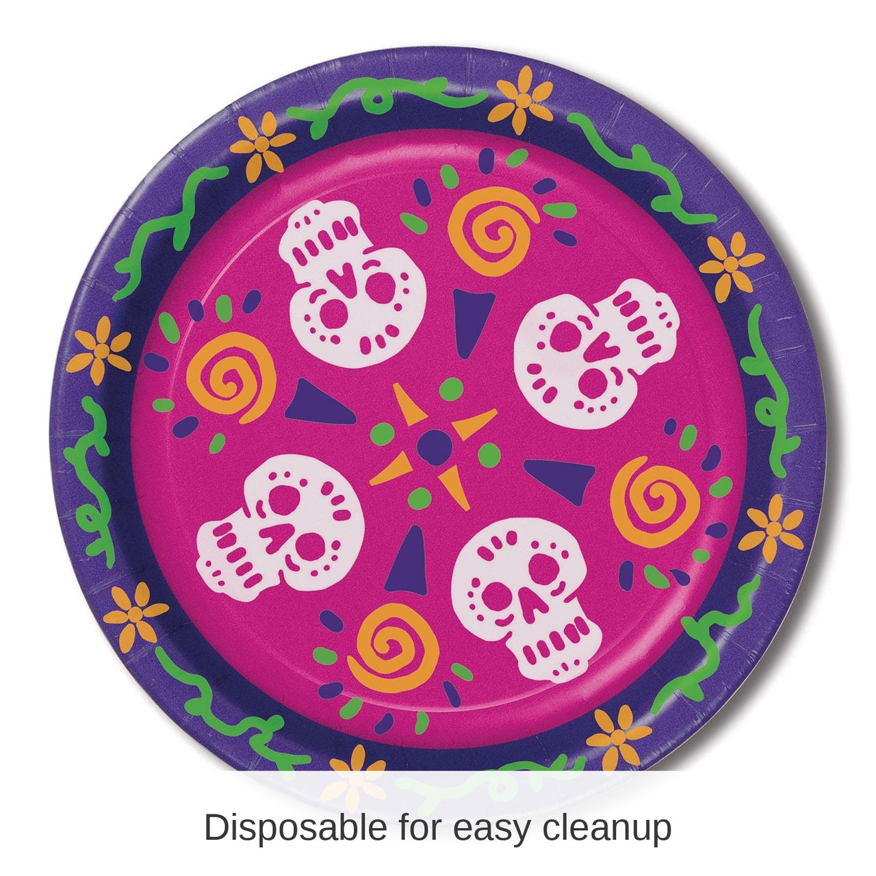 96 Pack Bulk Day Of The Dead Paper Plates 9 inch