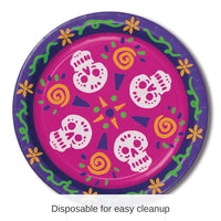 96 Pack Bulk Day Of The Dead Paper Plates 9 inch