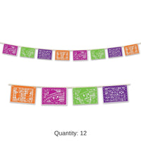 12 Pack Bulk Day Of The Dead Picado Style Pennant Banner