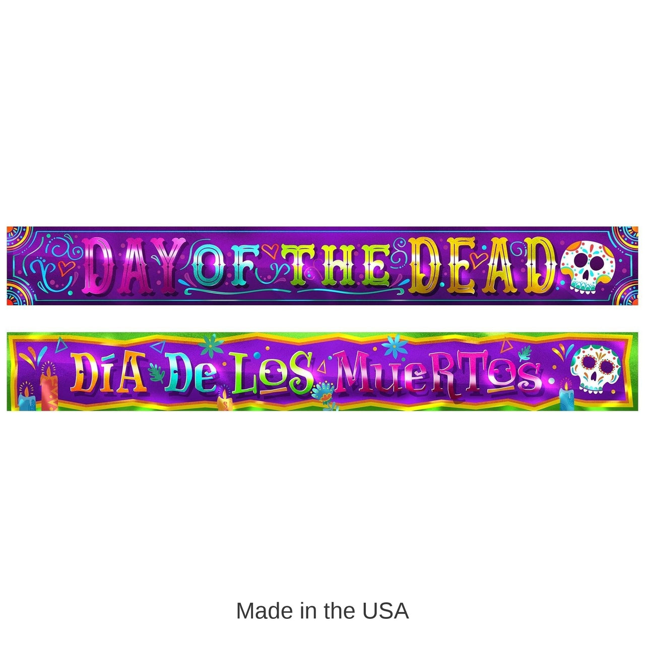 12 Pack Bulk Day Of The Dead Metallic Banner Set