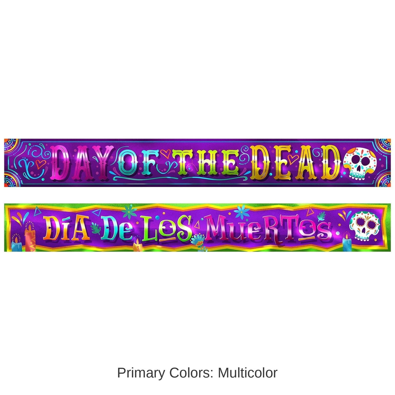 12 Pack Bulk Day Of The Dead Metallic Banner Set