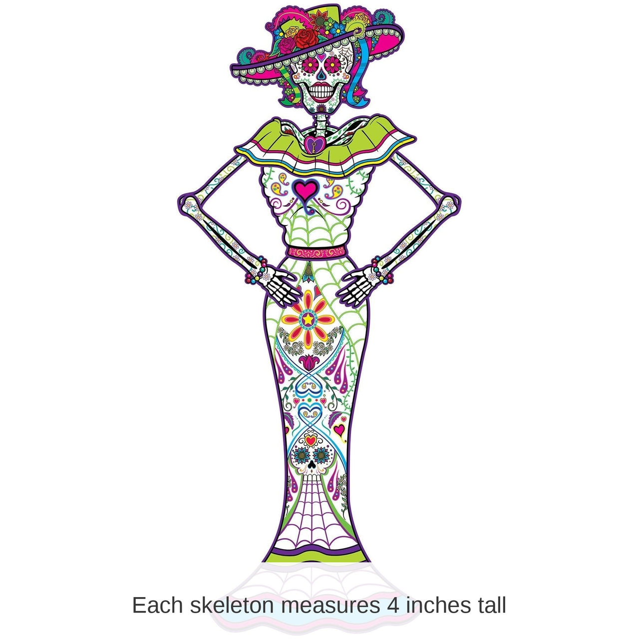 12 Pack Bulk Jointed Day Of The Dead Female Skeleton