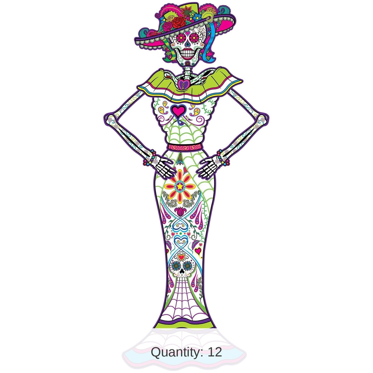 12 Pack Bulk Jointed Day Of The Dead Female Skeleton