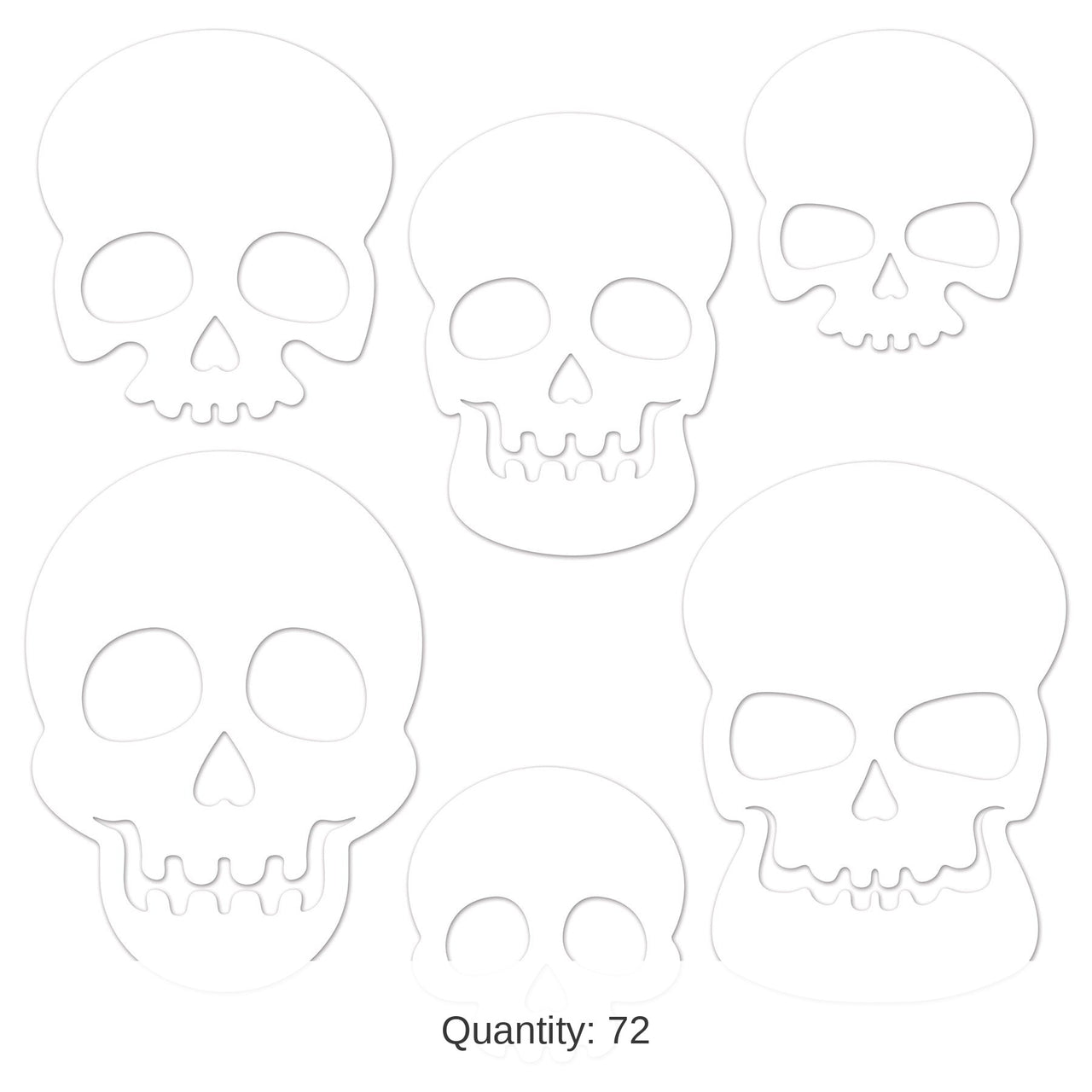 72 Pack Bulk Plastic Die-Cut Skull Decorations