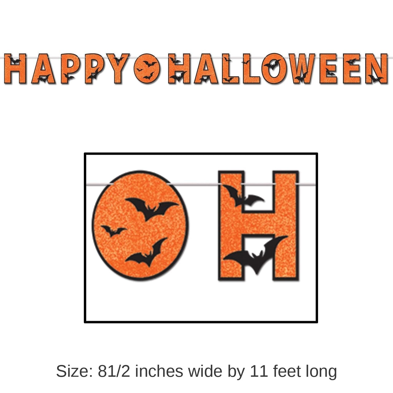 12 Pack Bulk Glittered Happy Halloween Streamer