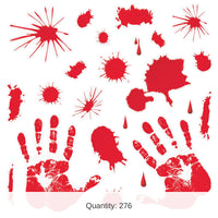 276 Piece Bulk Halloween Bloody Handprint Clings