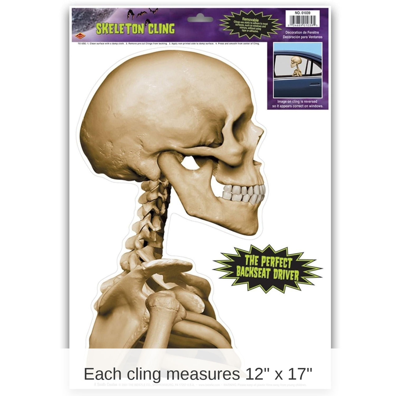 12 Pack Bulk Halloween Skeleton Car Cling