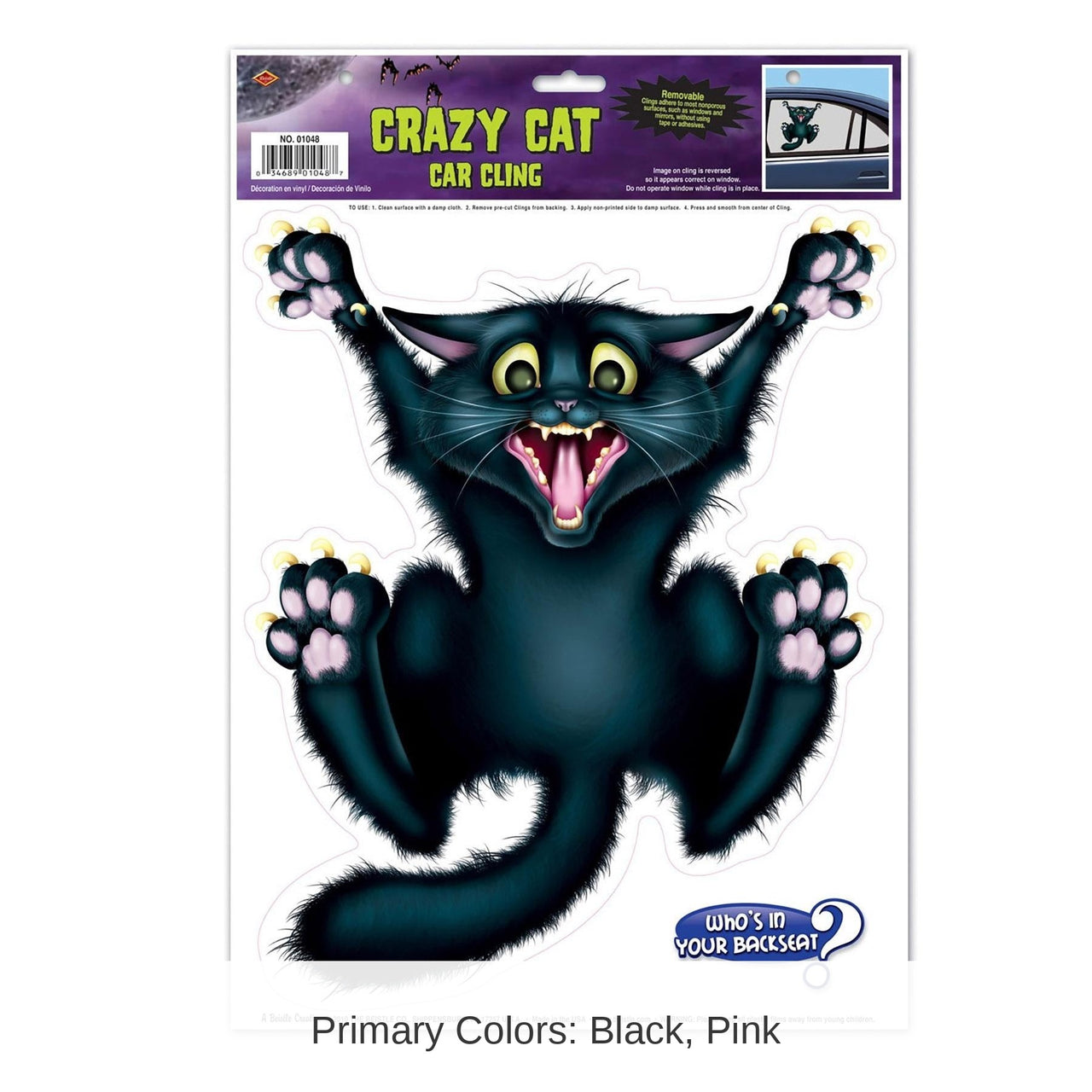 12 Pack Bulk Halloween Crazy Cat Car Cling
