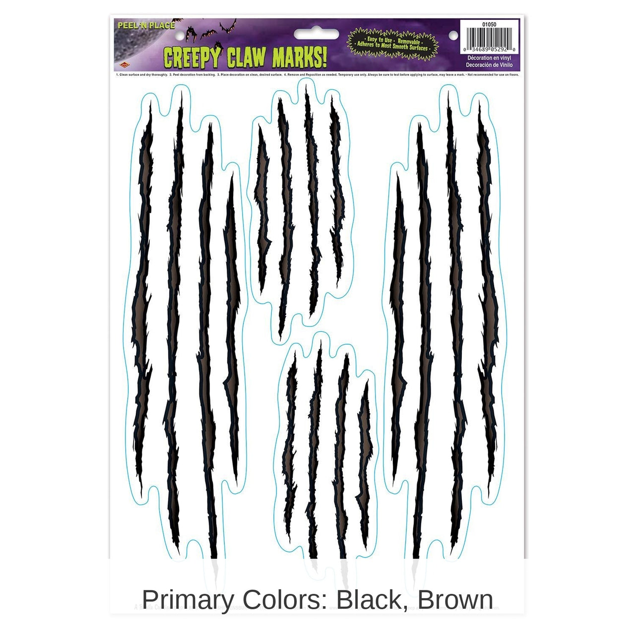 48 Piece Bulk Halloween Creepy Claw Marks! Peel 'N Place Clings