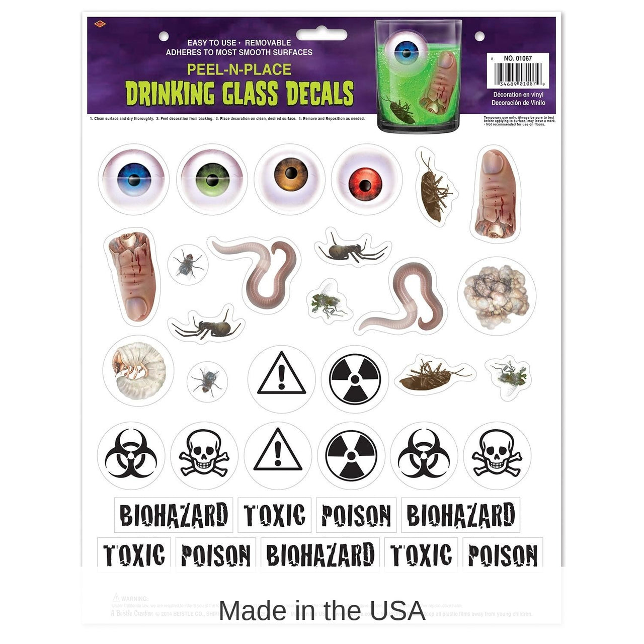 420 Piece Bulk Halloween Drinking Glass Decals Peel 'N Place Clings