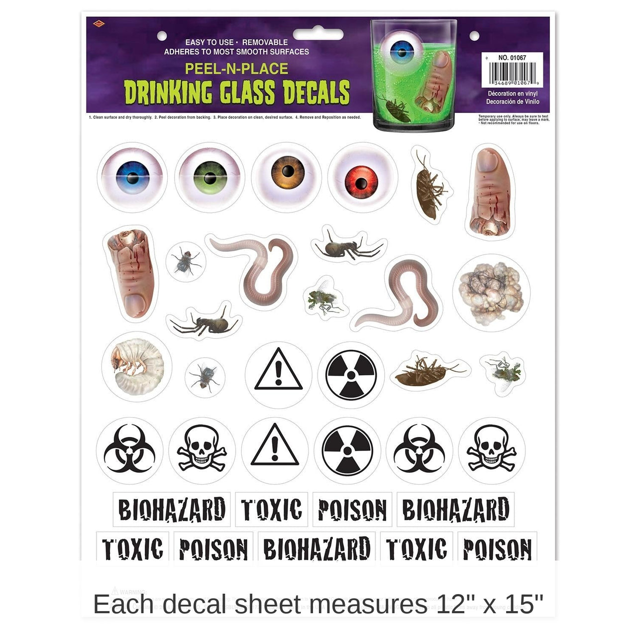 420 Piece Bulk Halloween Drinking Glass Decals Peel 'N Place Clings