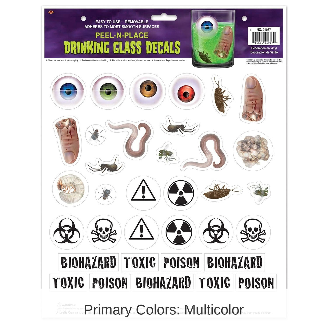 420 Piece Bulk Halloween Drinking Glass Decals Peel 'N Place Clings