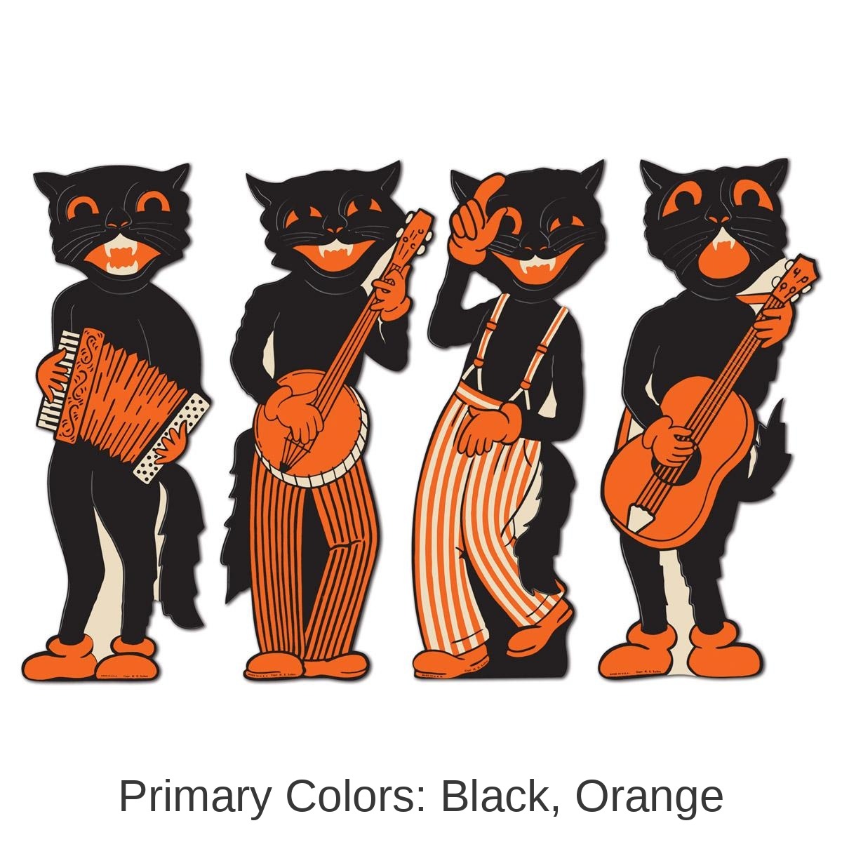 48 Pack Bulk Vintage Halloween Scat Cat Band Cutouts