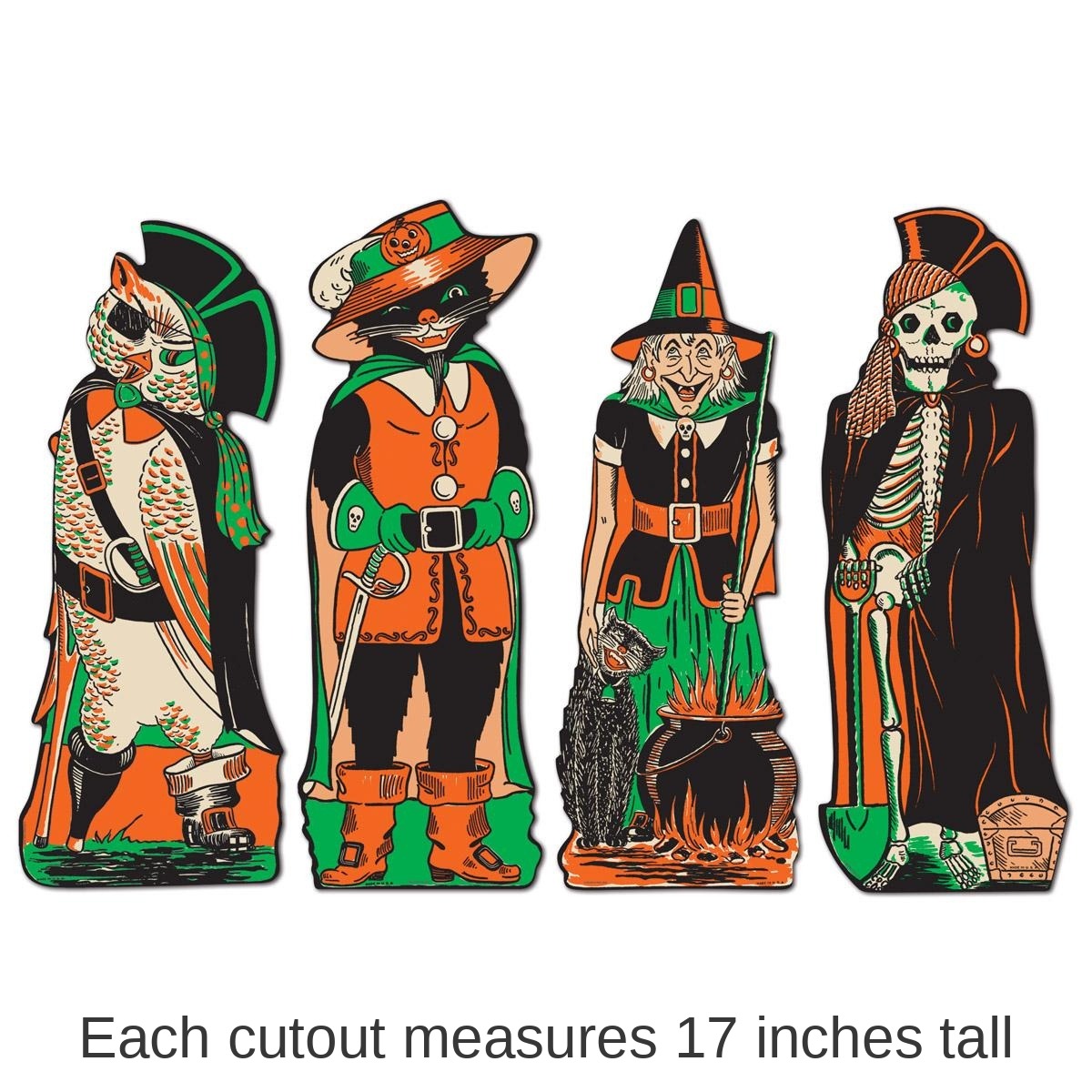 48 Pack Bulk Vintage Halloween Fanci-Dress Cutouts