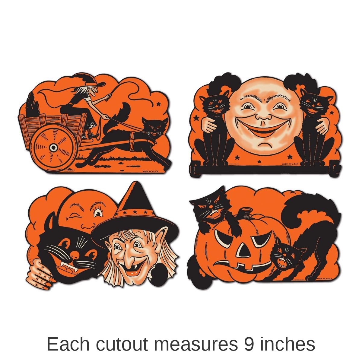 48 Pack Bulk 9 Inch Vintage Halloween Cutouts