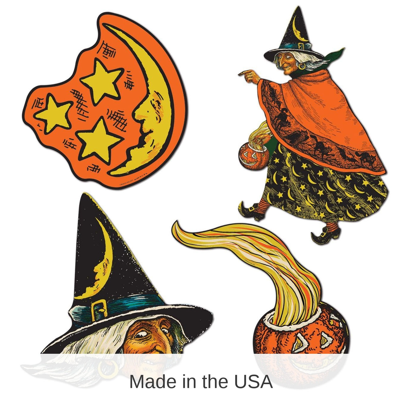 48 Pack Bulk 10.5 Inch Vintage Halloween Cutouts