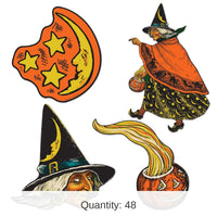 48 Pack Bulk 10.5 Inch Vintage Halloween Cutouts