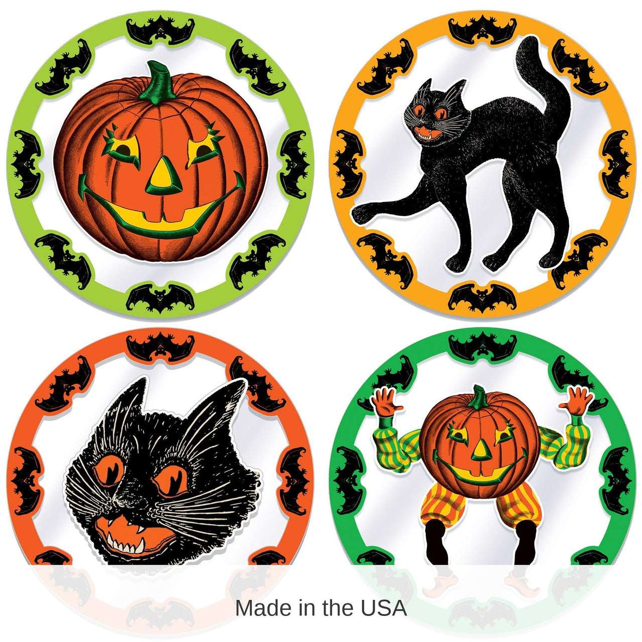 48 Pack Bulk Plastic Vintage Halloween Round Placemats