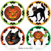 48 Pack Bulk Plastic Vintage Halloween Round Placemats
