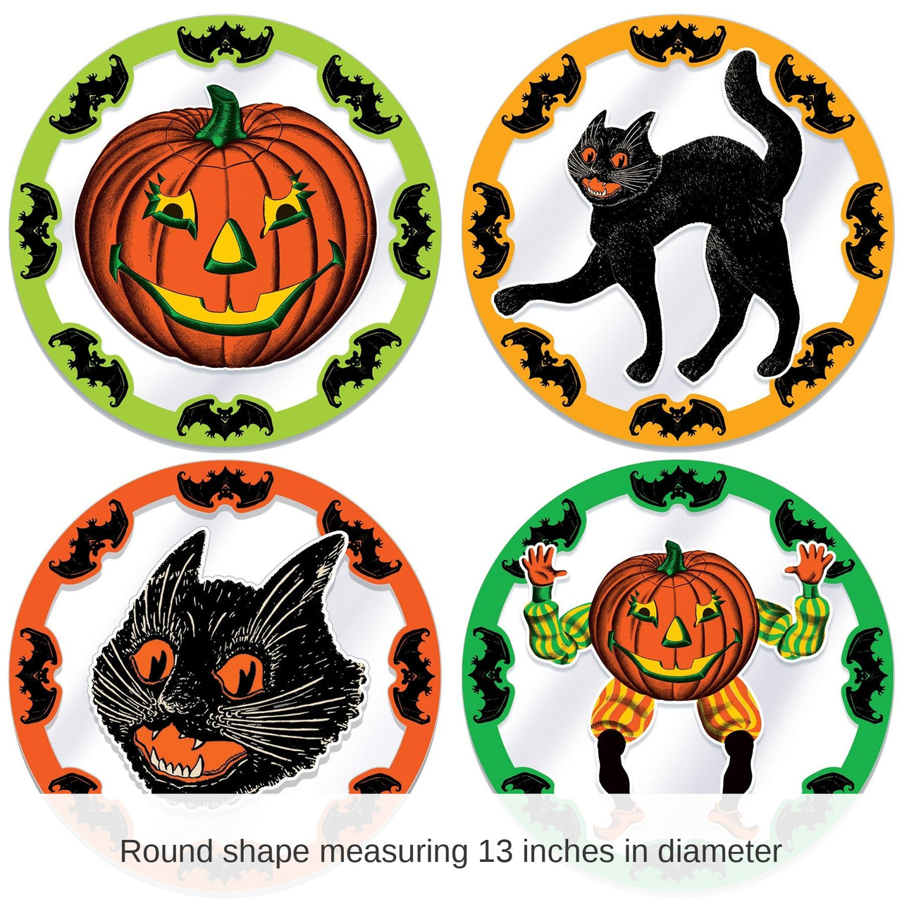48 Pack Bulk Plastic Vintage Halloween Round Placemats