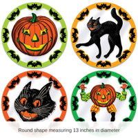 48 Pack Bulk Plastic Vintage Halloween Round Placemats