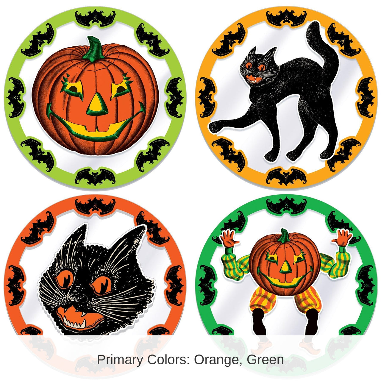 48 Pack Bulk Plastic Vintage Halloween Round Placemats