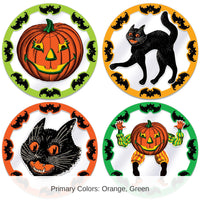 48 Pack Bulk Plastic Vintage Halloween Round Placemats