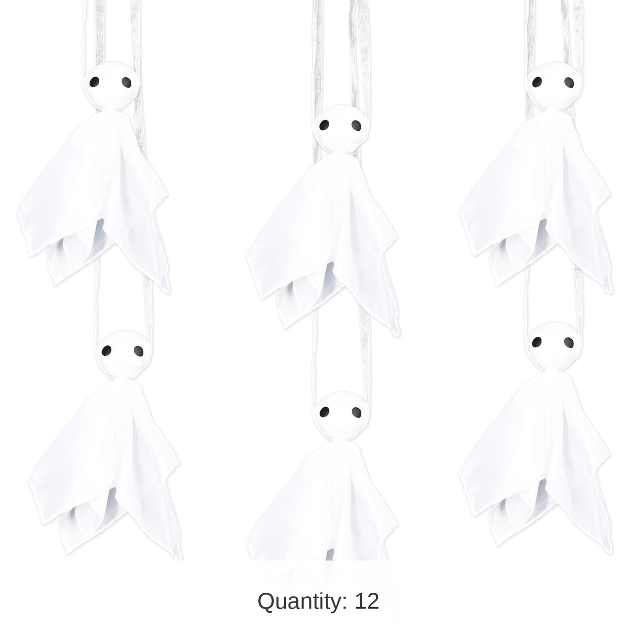 12 Pack Bulk Halloween Fabric Hanging Ghosts