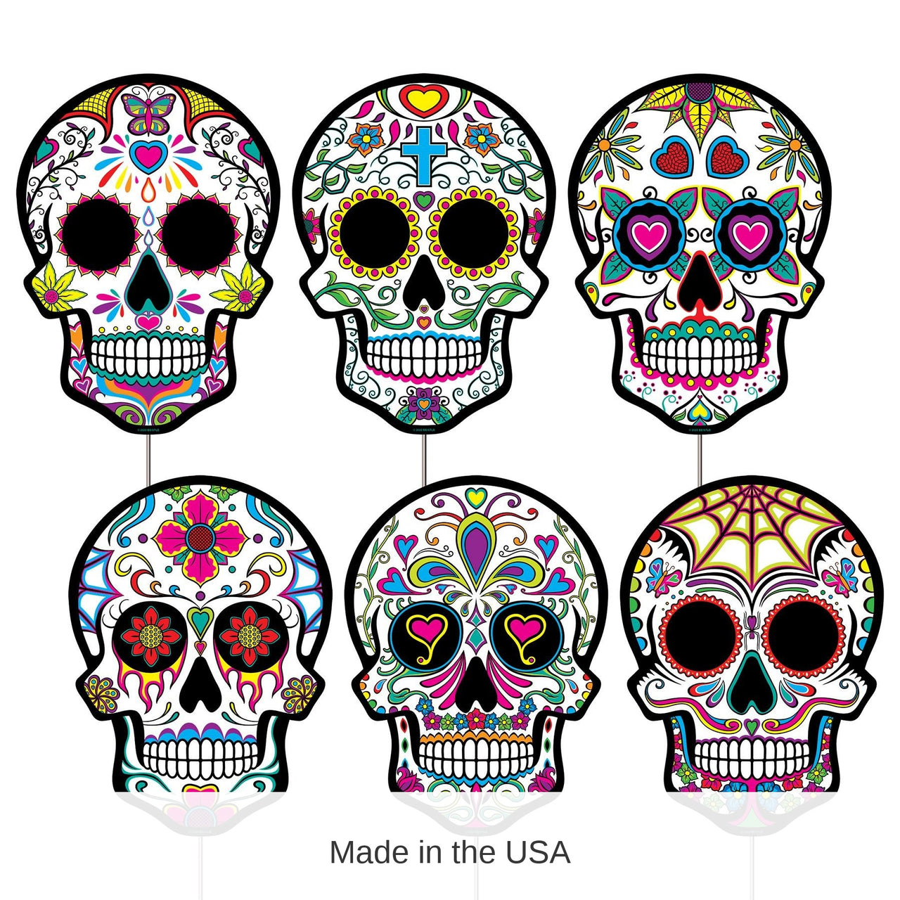 36 Pack Bulk Plastic Day Of The Dead Sugar Skull Yard Signs