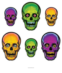 72 Pack Bulk Vintage Halloween Nite-Glo Skull Cutouts