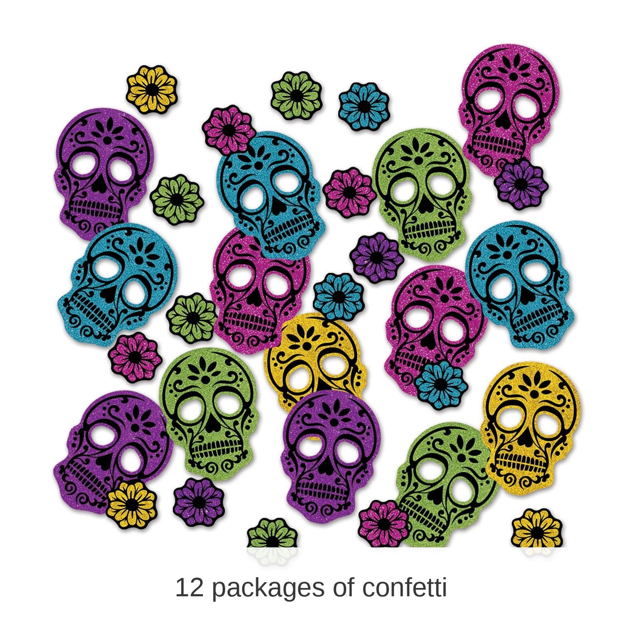 12 Pack Bulk Day Of The Dead Deluxe Sparkle Confetti (0.5 Oz/Pkg)