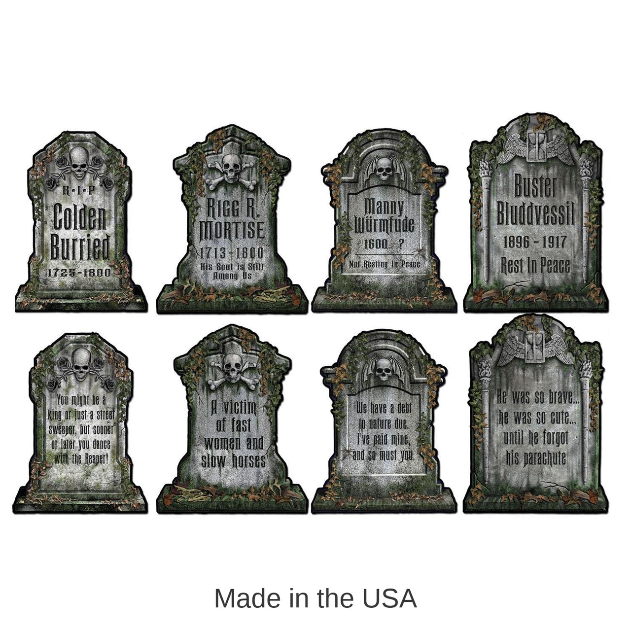 48 Pack Bulk Halloween Packaged Tombstone Cutouts