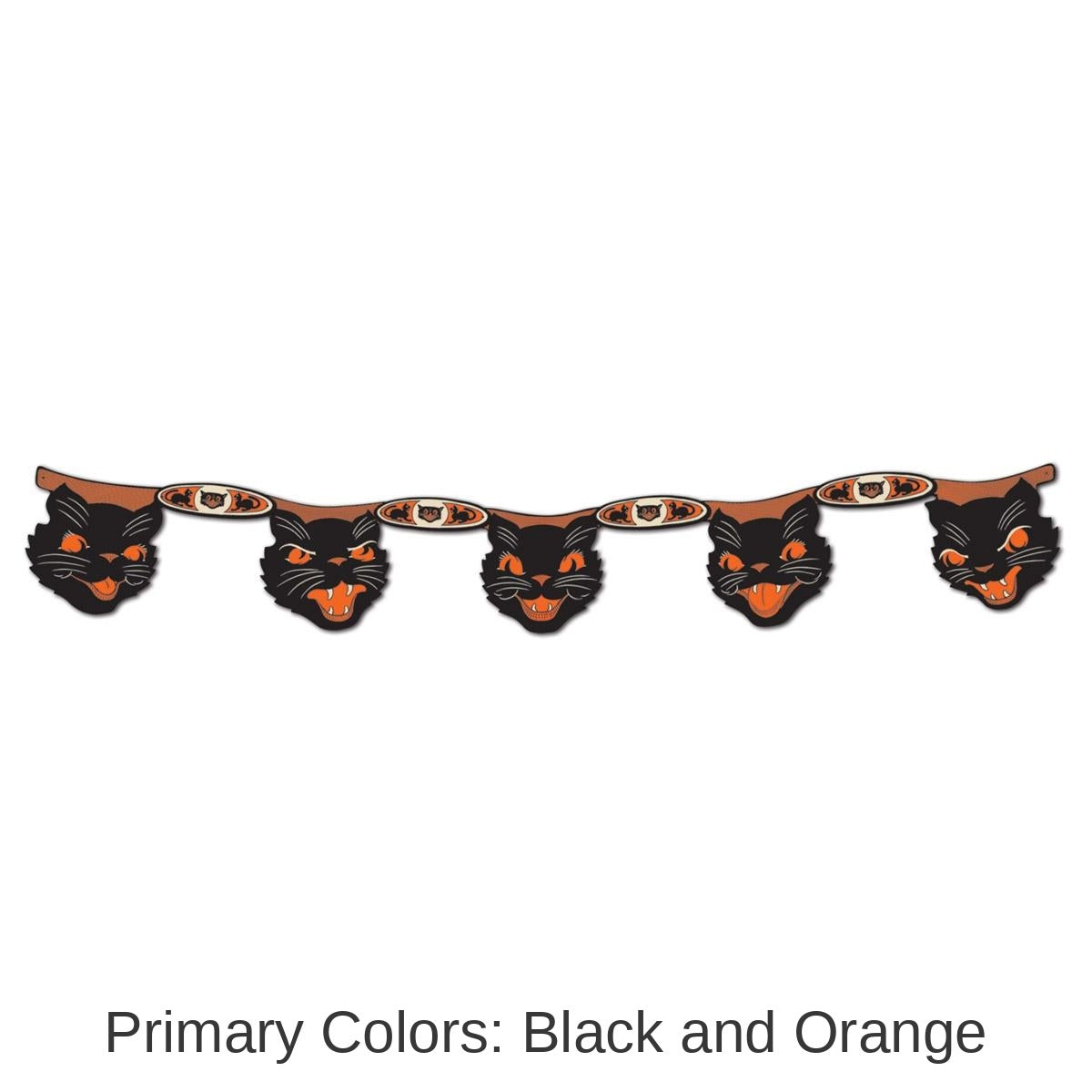12 Pack Bulk Vintage Halloween Jointed Cat Streamer
