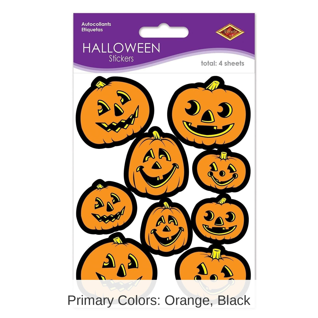 12 Pack Bulk Halloween Jack-O-Lantern Stickers 4 Sheets/Pack