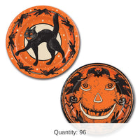 96 Pack Bulk Vintage Halloween Theme Paper Plates 9 inch